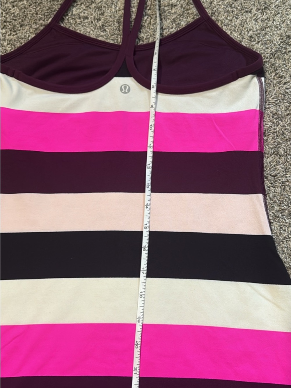 lululemon Pink & Raspberry Striped Power Y Tank S/M - Picture 4 of 5